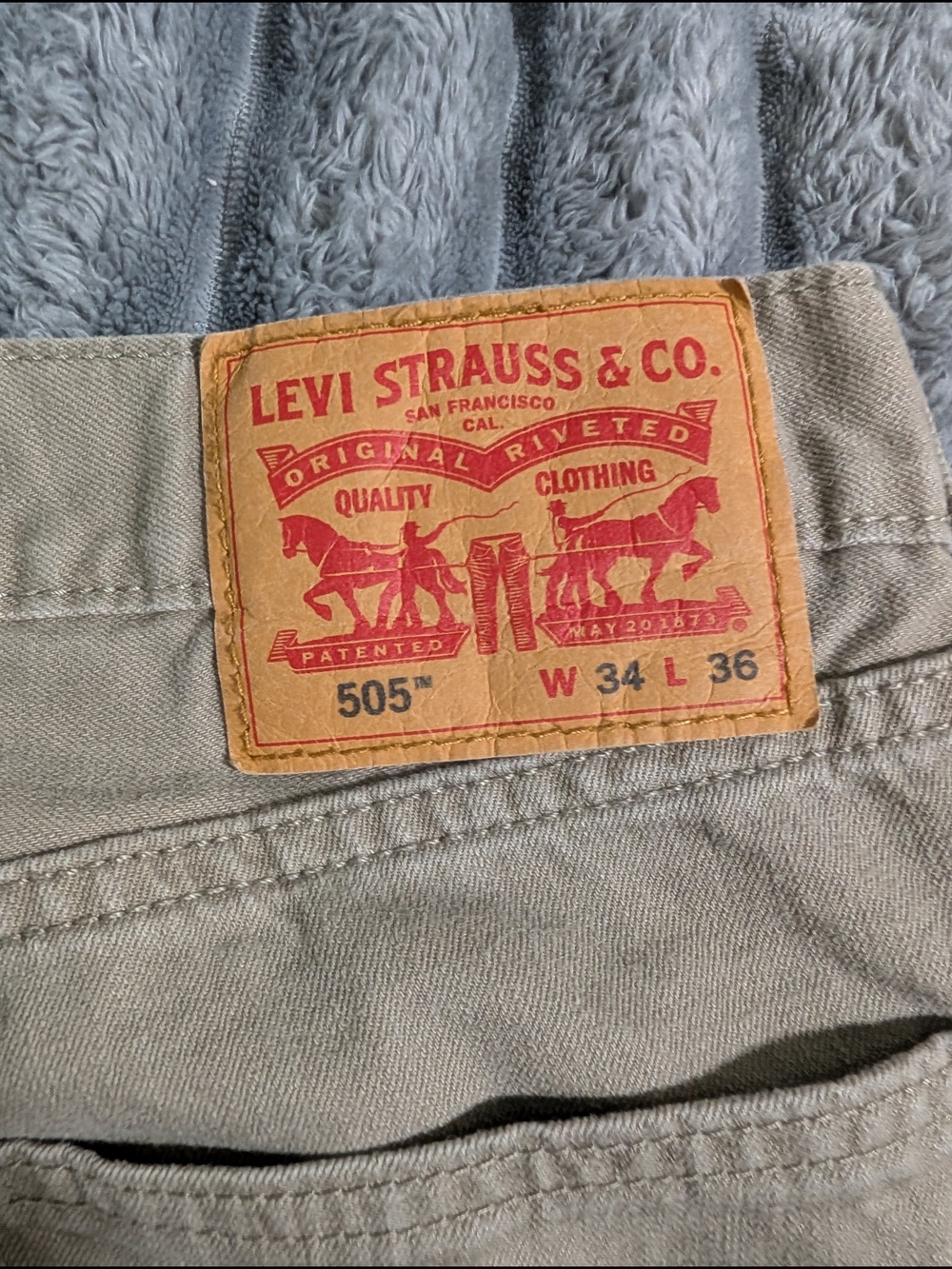 Levi’s 505 Jeans Mens 34x36 Tan Khaki Straight Leg Classic Fit - Picture 5 of 10
